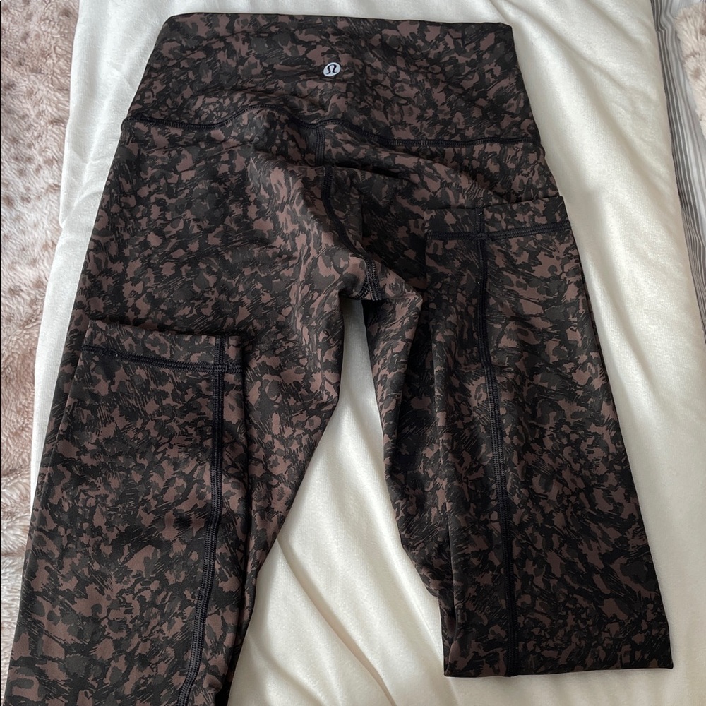 lululemon athletica Kids' Brown & Black Print Leggings with Side Pockets
